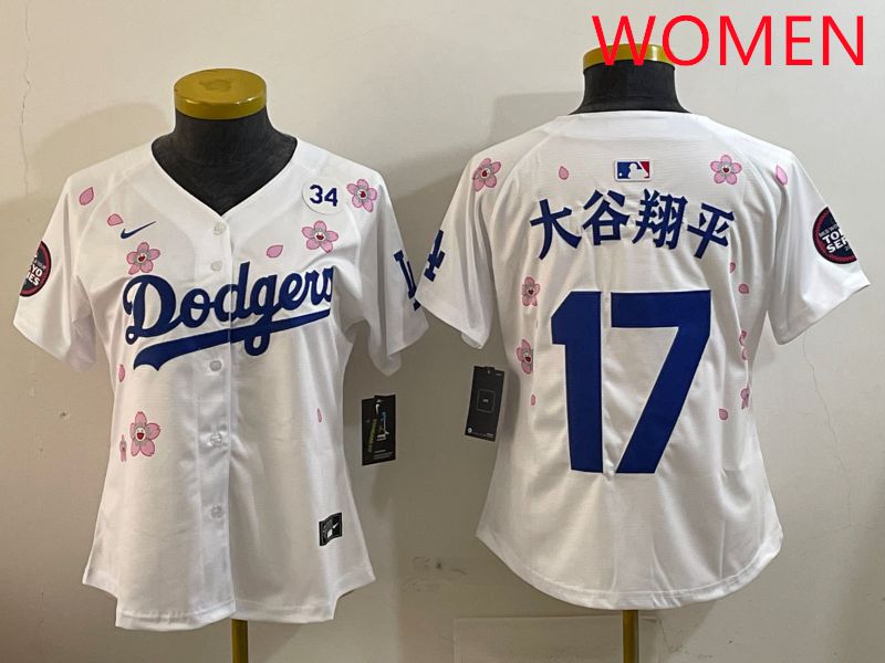 Women Los Angeles Dodgers #17 Ohtani White Sakura Edition 2025 Nike MLB Jersey style 13